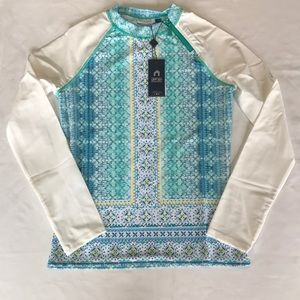 Cabana Life Coastal Cottage Zipper Rashguard Swim Shirt